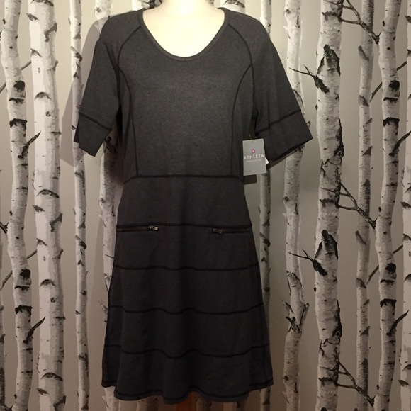 Athleta Dresses & Skirts - Athleta NWT Grey Dress Black Stitching Size XL